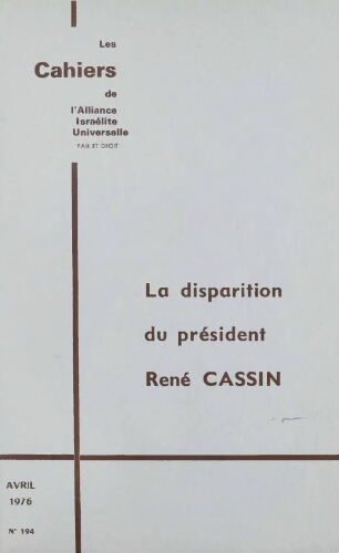 Les Cahiers de l'Alliance Israélite Universelle (Paix et Droit).  N°194 (01 avr. 1976)